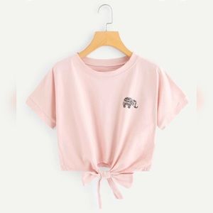 Elephant Print Knot Hem Tee